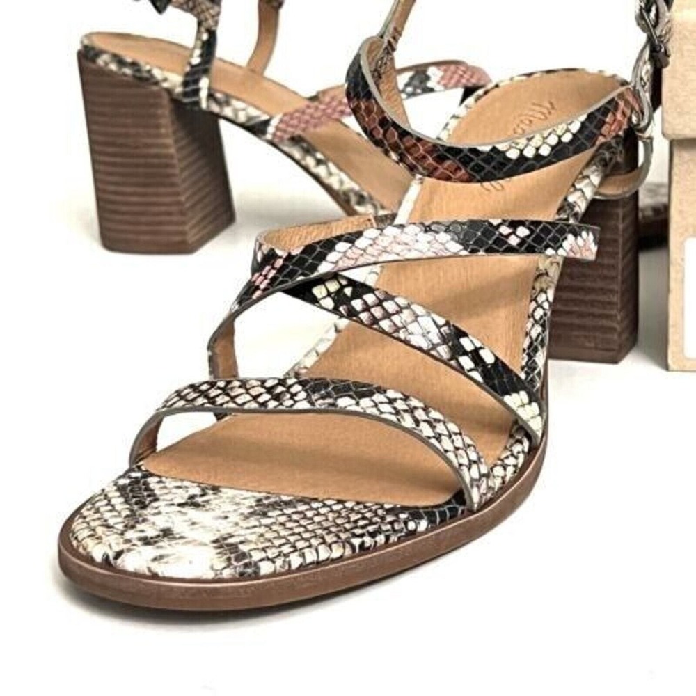 Madewell Womens Sandals Skinny Strap Snake Size 10 Embossed Leather Heeled Multi - Picture 4 of 8